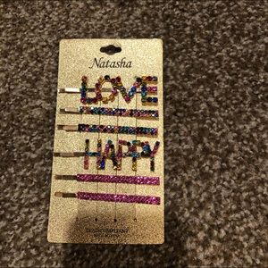 Natasha brand crystal and gold hair clips